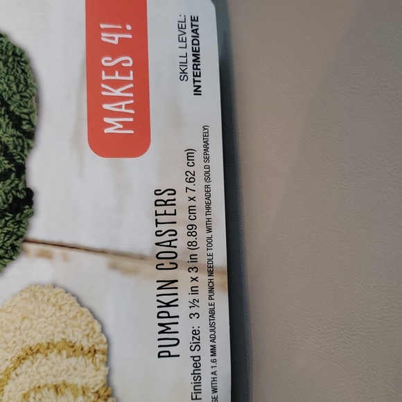 Set of 4 Pumpkin Coasters Punch Needle Kit NEW - Picture 3 of 6